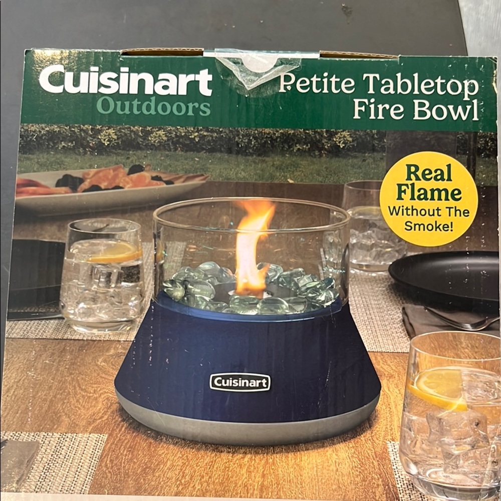 Cuisinart Blue Tabletop Fire Bowl Decor Accent